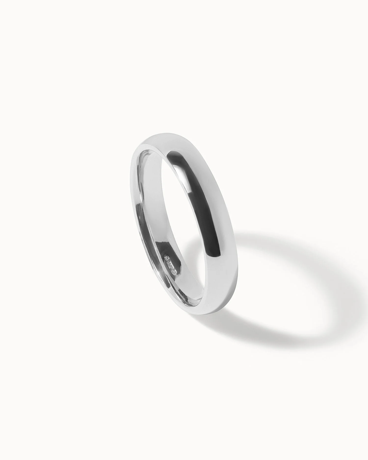 Solid White Gold Classic Ring - 4mm Band - Image 2