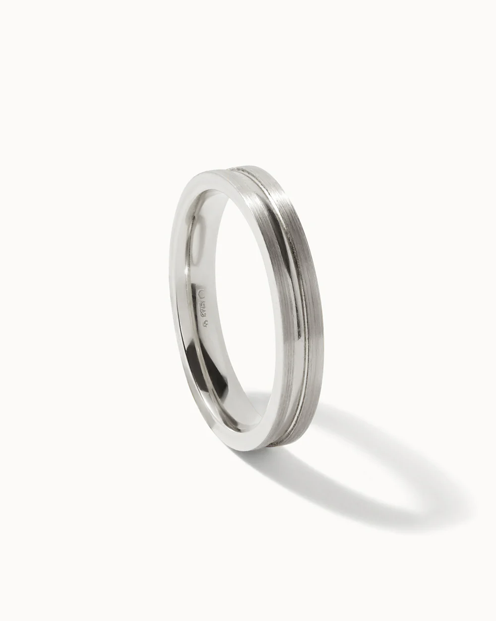 Solid White Gold Flat Court Groove Ring - 3mm Band - Image 3