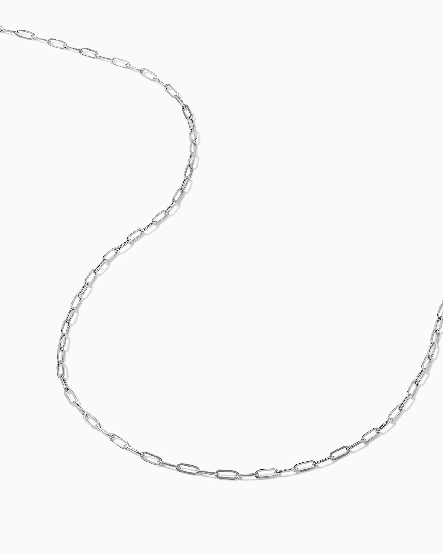 Solid White Gold Paper Chain Necklace - Image 2