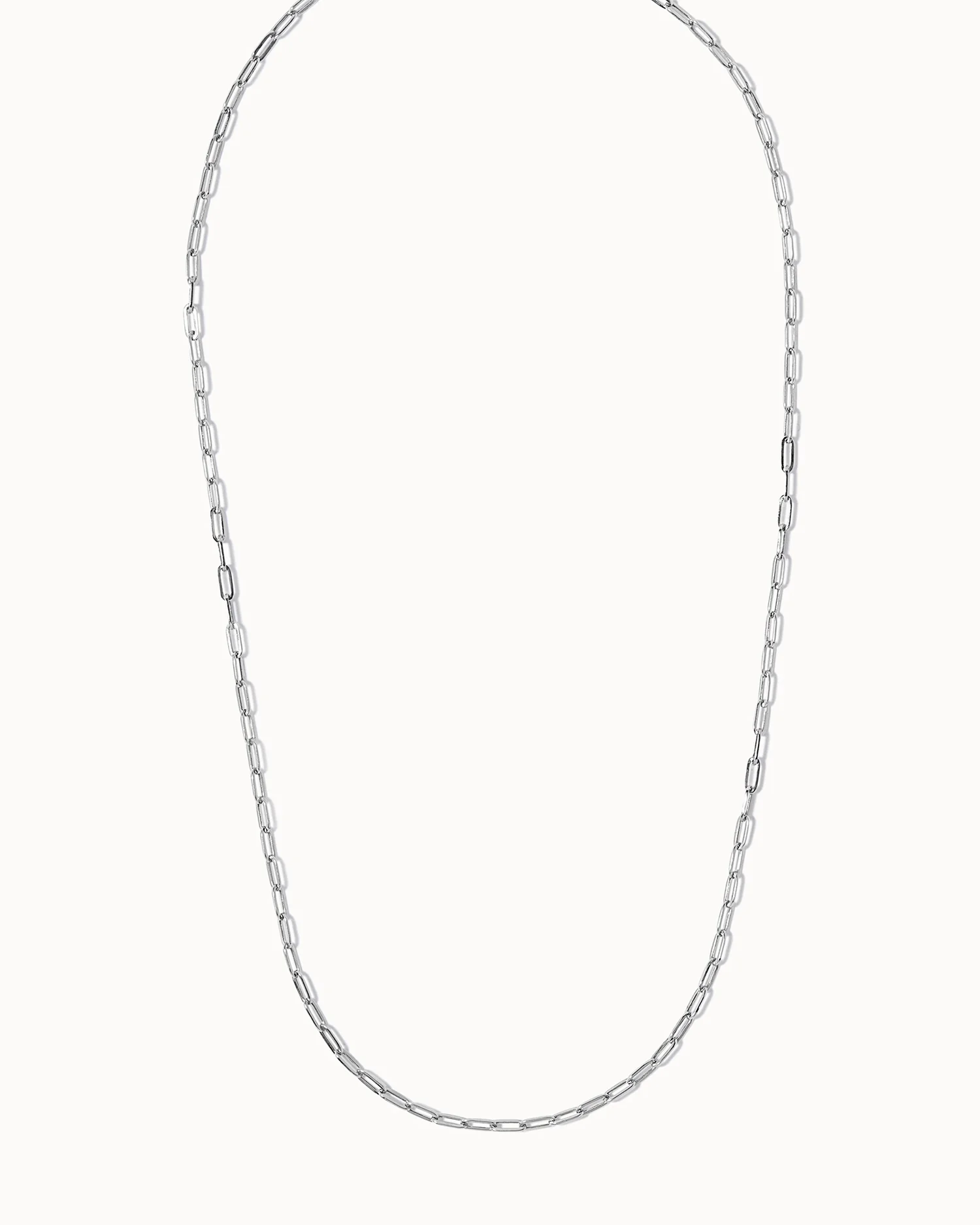 Solid White Gold Paper Chain Necklace - Image 3