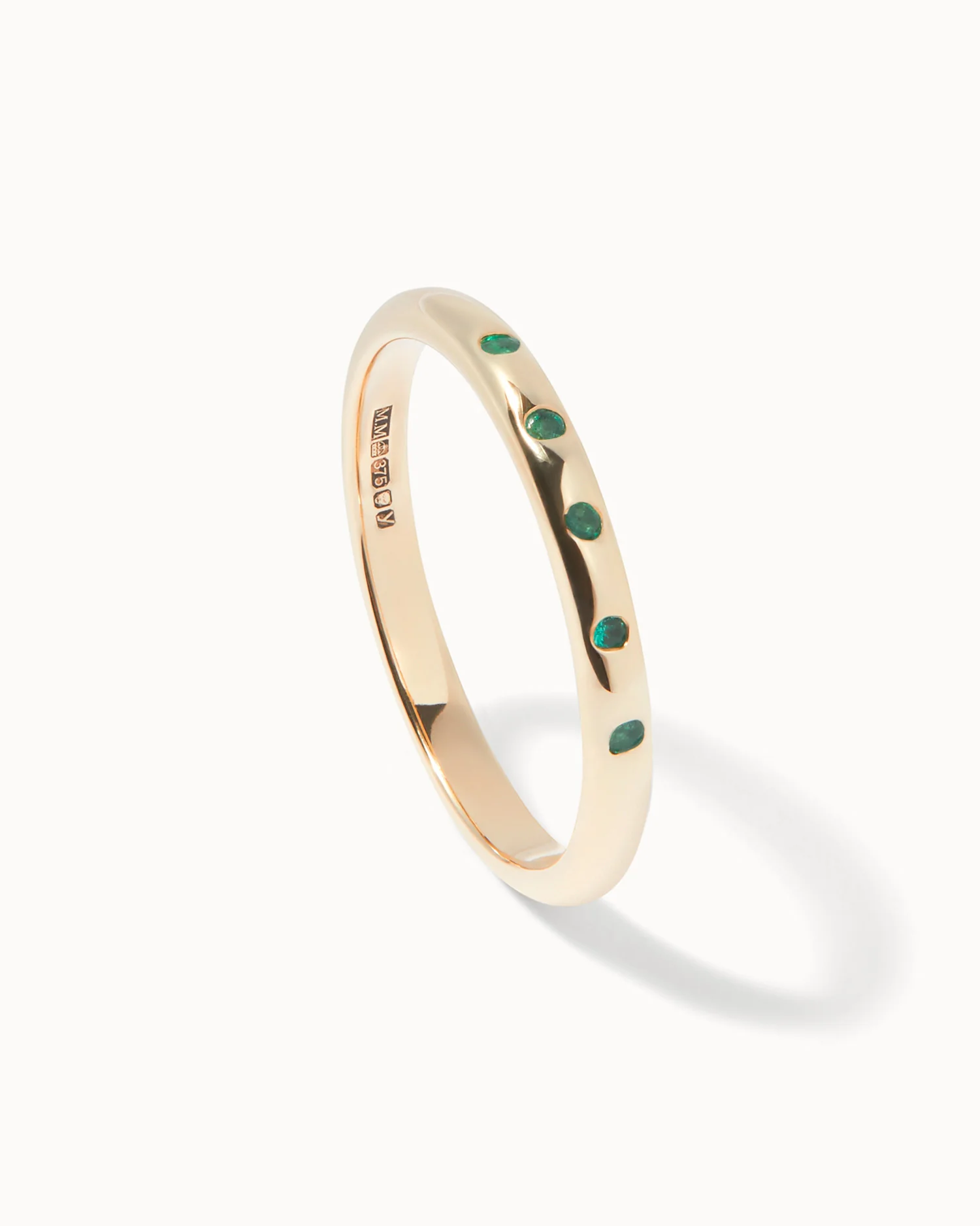 Solid Yellow Gold Five Stone Emerald Ring - Image 4