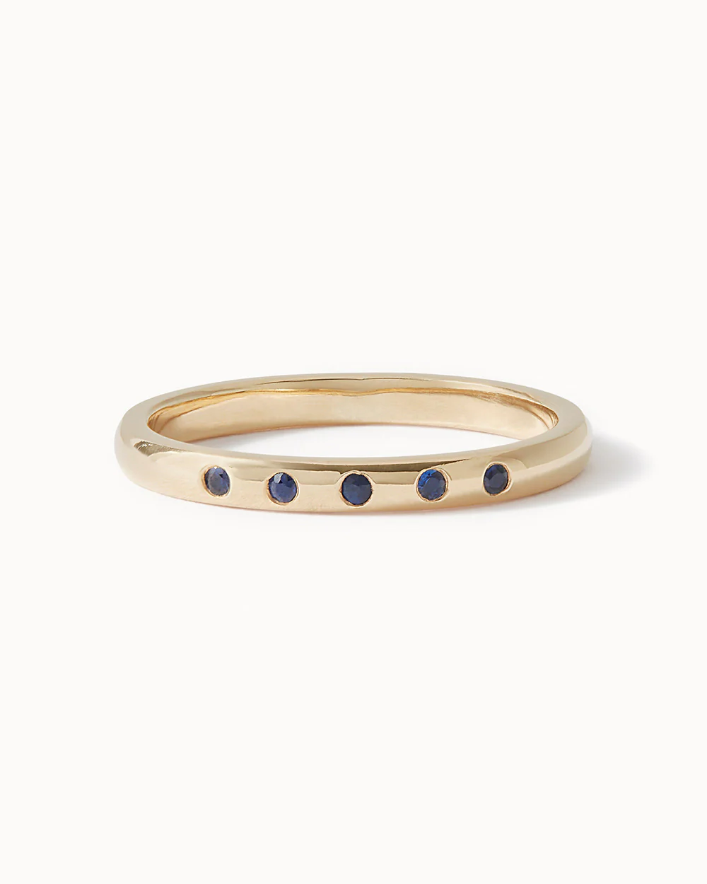 Solid Yellow Gold Five Stone Sapphire Ring